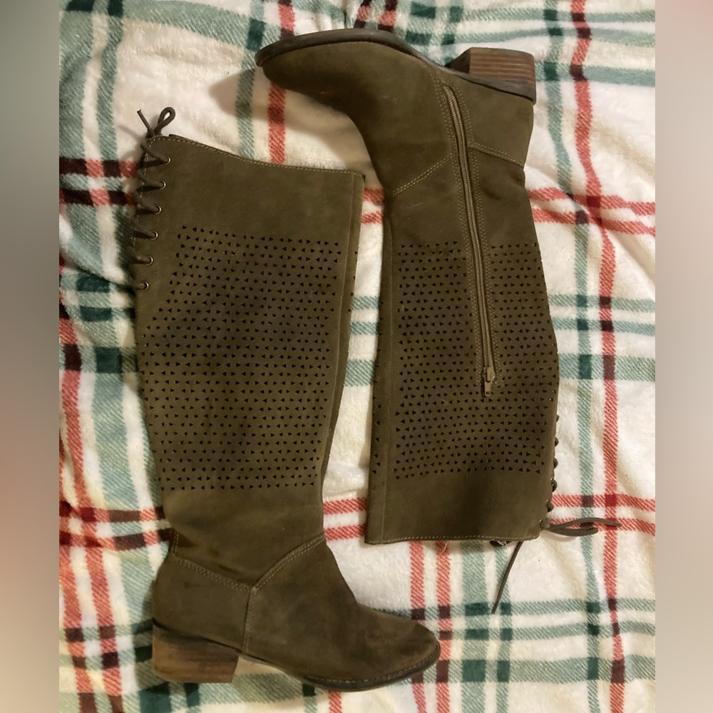 Very Volatile Olive Over the Knee Boots